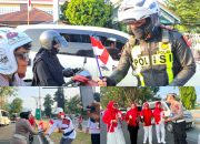 Semarakkan HUT ke-81 Kemerdekaan RI, Polresta Palu Bagikan Bendera Merah Putih di CFD