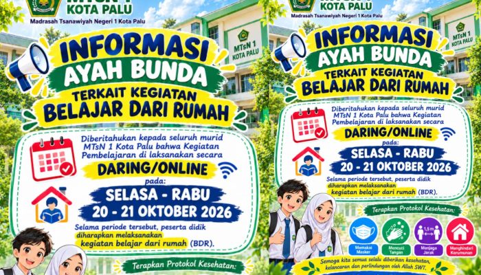 Kabut Asap, MTsN 1 Kota Palu Terapkan Belajar Daring 20–21 Oktober 2026